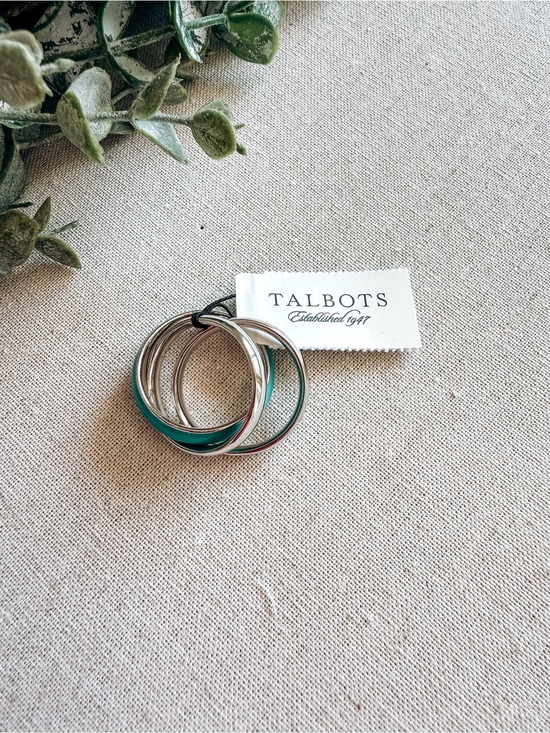 Talbots Accessories - Talbots Dark Aqua Scarf Ring Set Silver Tone 4-Piece Accessory NWT